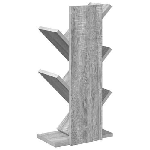 Дървен рафт за книги с 4 нива 30 x 18 x 60 см Сив Сонома