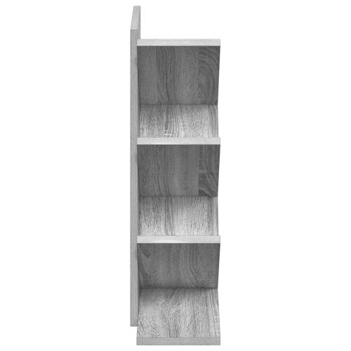 Дървен рафт за книги с 4 нива 30 x 18 x 60 см Сив Сонома