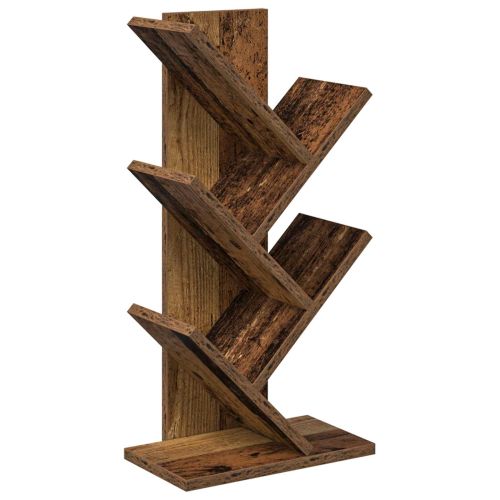 Дървен рафт за книги с 4 нива 30 x 18 x 60 см Старо дърво