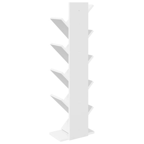 Дървена рафтова секция 6-тиерна 30 x 18 x 100 см Бяло