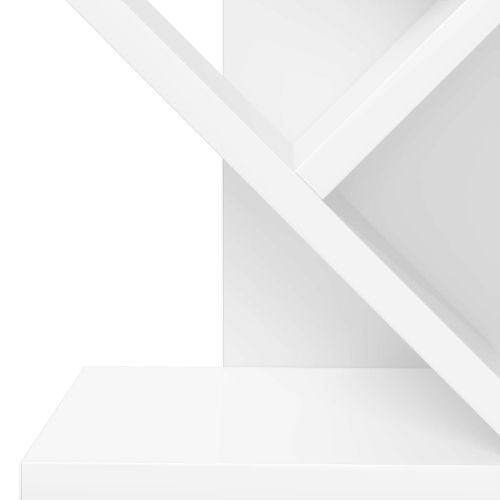 Дървена рафтова секция 6-тиерна 30 x 18 x 100 см Бяло