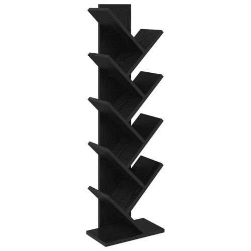 Дървен рафт за книги 6-етажен 30 x 18 x 100 см Черен дъб