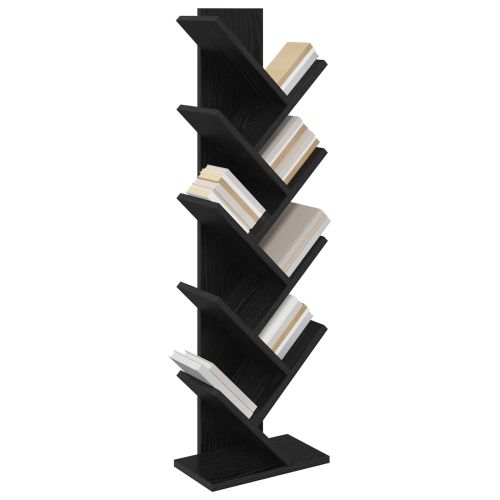 Дървен рафт за книги 6-етажен 30 x 18 x 100 см Черен дъб