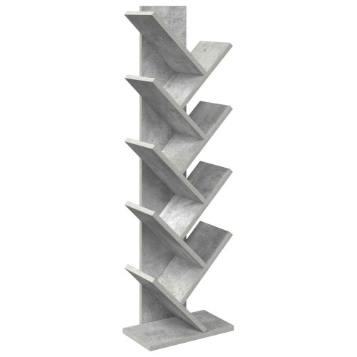 Дървена рафтова библията 6-етажна 30 x 18 x 100 см Бетонно сиво