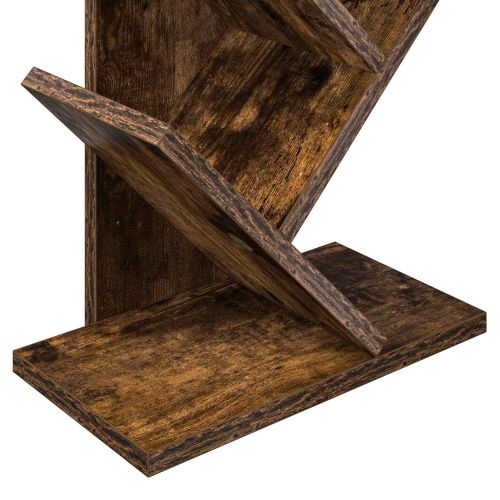 Дървена етажерка за книги с 6 нива 30 x 18 x 100 см Опушен дъб