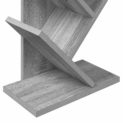 Дървена книжна градина 6-етажна 30 x 18 x 100 см Сив Сонома