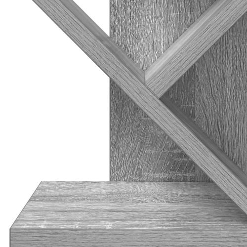 Дървена книжна градина 6-етажна 30 x 18 x 100 см Сив Сонома