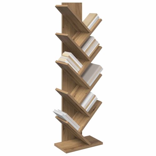 Дървена етажерка за книги с 6 нива 30 x 18 x 100 см Дъб артизан