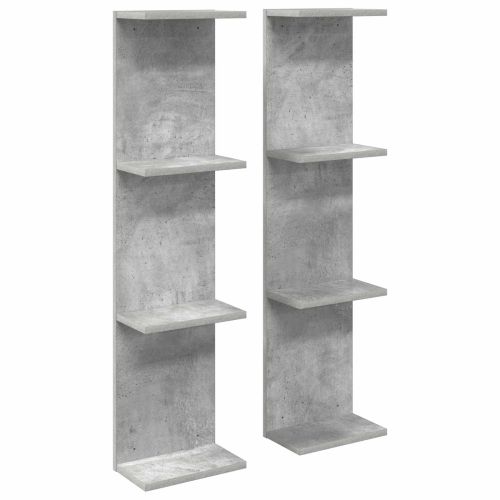 Стенен рафт 2 бр. Бетонно сиво 25 x 15 x 100 см
