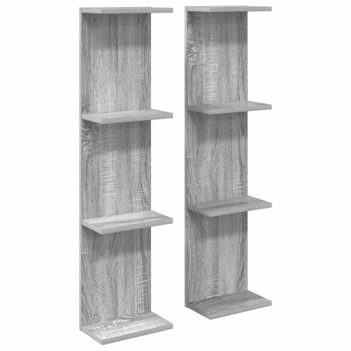 Стенен рафт 2 бр. Сив Сонома 25 x 15 x 100 см