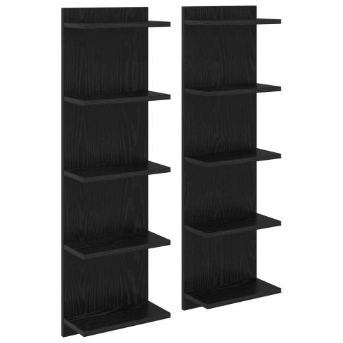 Стенен рафт 2 бр. Черен дъб 30 x 15 x 100 см