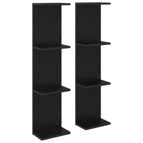 Стенен рафт 2 бр. Черен дъб 22 x 15 x 100 см