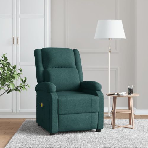 Wingback масажен стол, тъмнозелен, текстил