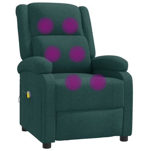 Wingback масажен стол, тъмнозелен, текстил