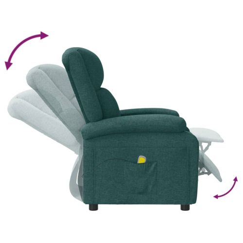 Wingback масажен стол, тъмнозелен, текстил
