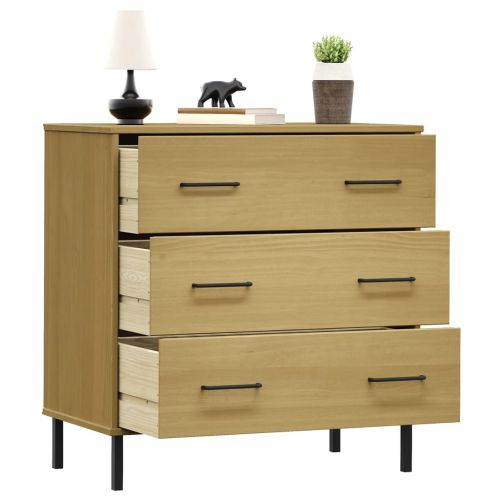 Сайдборд с 3 чекмеджета кафяв 77x40x79,5 см масивно дърво OSLO