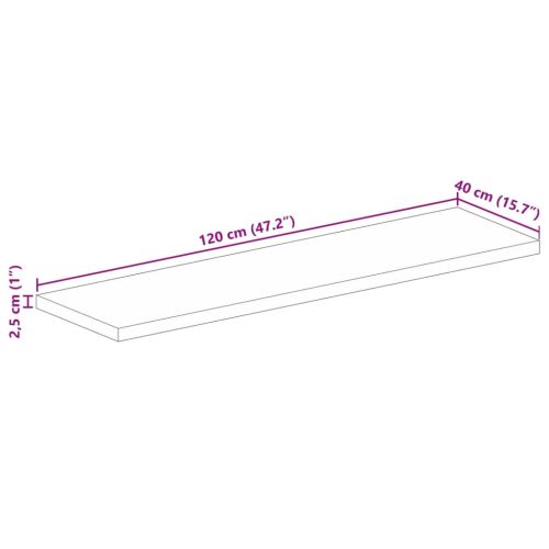 Плот за маса 120x40x2,5см правоъгълен масивно дърво грубо манго