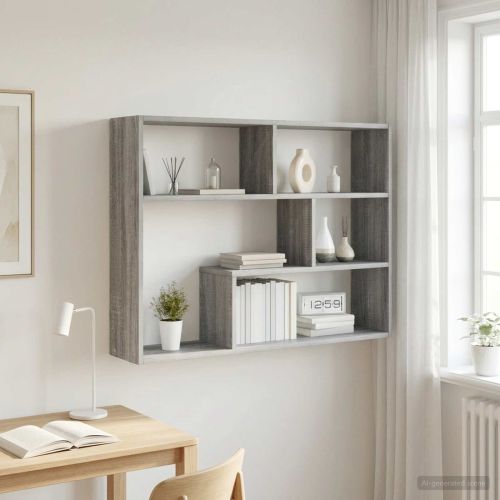 Стенен рафт Монтиране на стена Сив Сонома 95 x 20 x 69,5 см