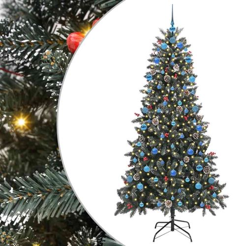 С изкуствено коледно дърво с 300 LED светодиода Зелен 210 cm