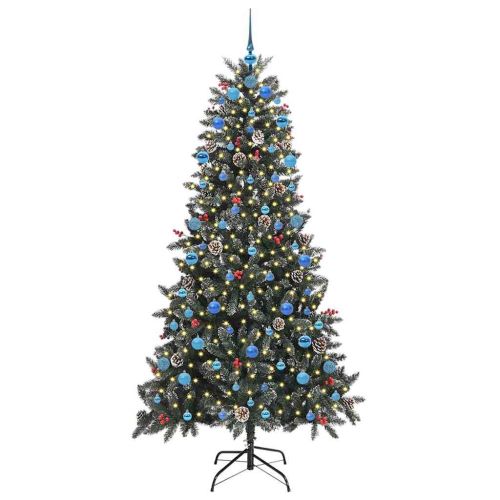 С изкуствено коледно дърво с 300 LED светодиода Зелен 210 cm