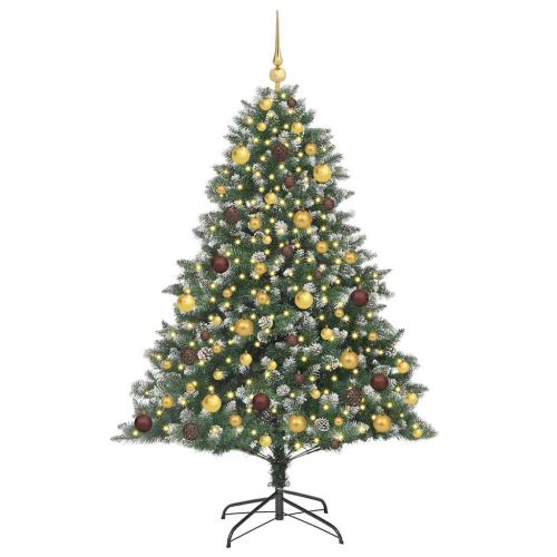 С изкуствено коледно дърво с 300 LED светодиода Зелен 180 cm