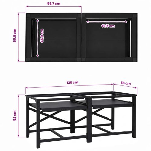 Педестал за пералня 2 pcs Черен 120 x 56 x 52 см Стомана