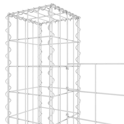 U-образна габионна кошница с 3 стълба, желязо, 260x20x200 см