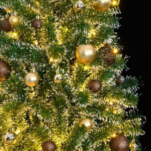 Изкуствена коледна елха 300 LED и комплект топки снежна 240 см