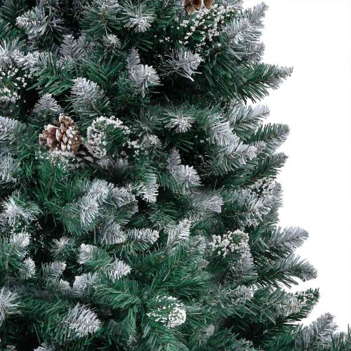 Изкуствено коледно дърво с LED светлини и комплект топки и шишарки 210 см