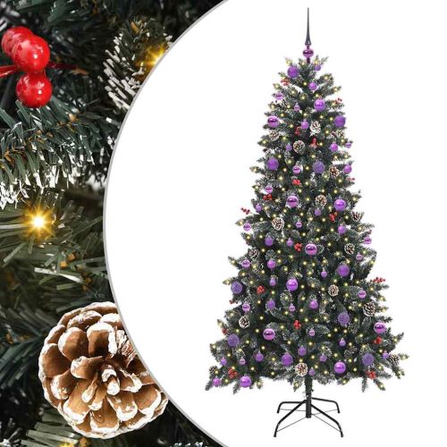 С изкуствено коледно дърво с 300 LED светодиода Зелен 210 cm