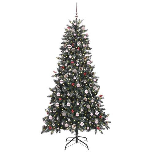 С изкуствено коледно дърво с 300 LED светодиода Зелен 210 cm