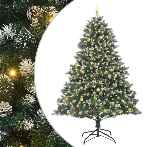 С изкуствено коледно дърво с 300 LED светодиода Зелен 240 cm