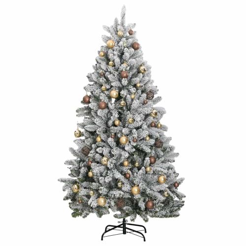 Изкуствена коледна елха с шарнири, 300 LED и топки, 270 см
