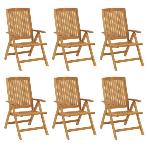 Сгъваеми столове с възглавници, 6 бр., масивно тиково дърво
