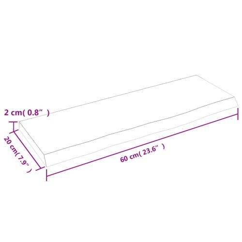 Стенен рафт 60x20x2 см необработен масивен дъб