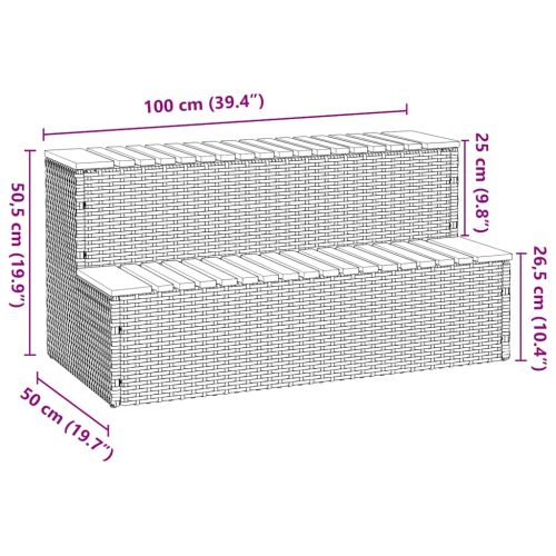 Стъпало за джакузи Светло сиво 100x50x50,5 cm Поли ратан