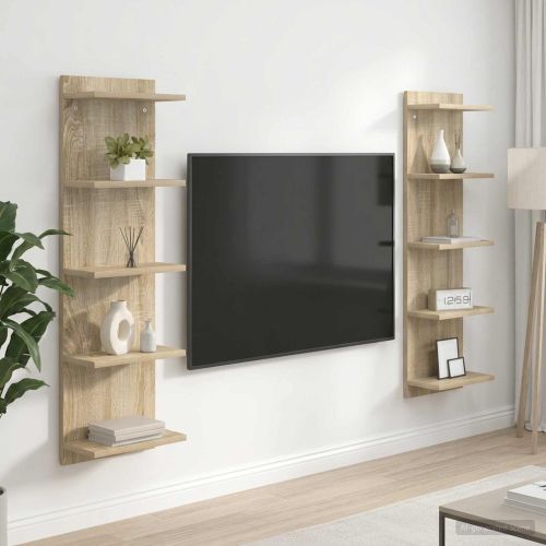 Стенен рафт 2 бр. Дъб сонома 30 x 15 x 100 см