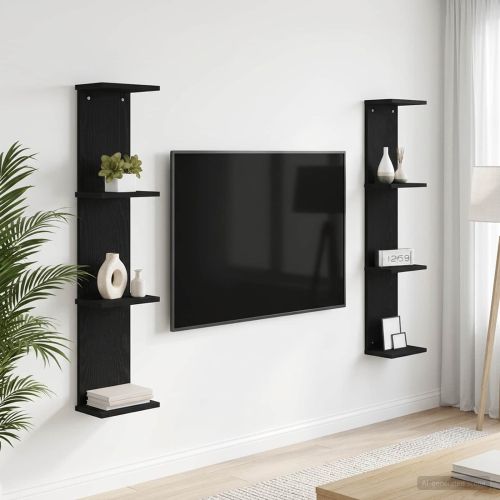 Стенен рафт 2 бр. Черен дъб 22 x 15 x 100 см