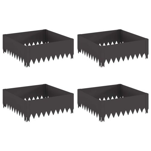 Ограда за трева 4 pcs 60 x 60 x 20 см Стомана Черно