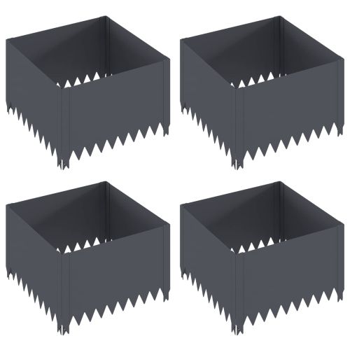 Ограда за трева 4 pcs 60 x 60 x 35 cm Стомана Антрацит
