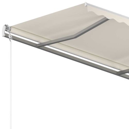 Ръчно прибиращ се сенник с прътове, 3,5x2,5 м, кремав