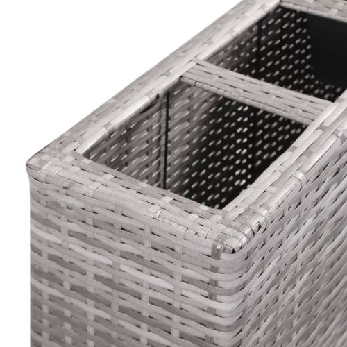 Градинска висока леха с 4 саксии 80x22x79 см полиратан сива