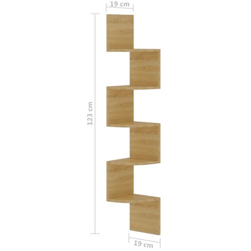 Стенен ъглов рафт, сонома дъб, 19x19x123 см, инженерно дърво