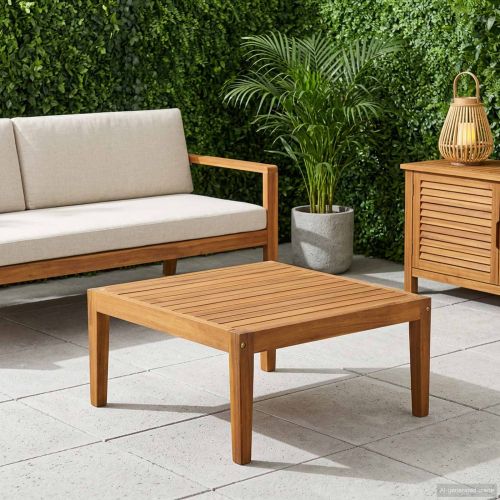 Градинска маса Солидно акациево дърво Натурално 60 x 60 x 30 cm