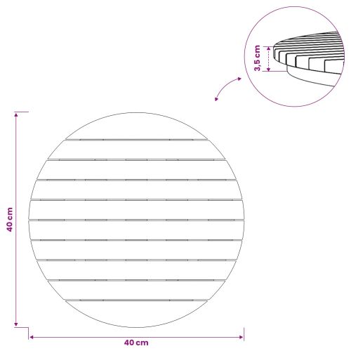 Топ за маса Ø 40 x 3,5 Кръгла Солидно тиково дърво Натурално