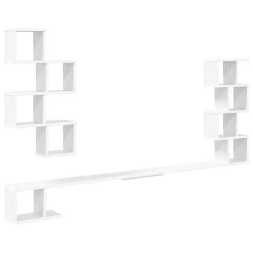 Стенно монтирано телевизионно рафтче Бяло 200 x 15 x 94 см