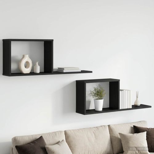 Плаващи рафтове 2 бр. Черен дъб 80 x 15 x 30 см
