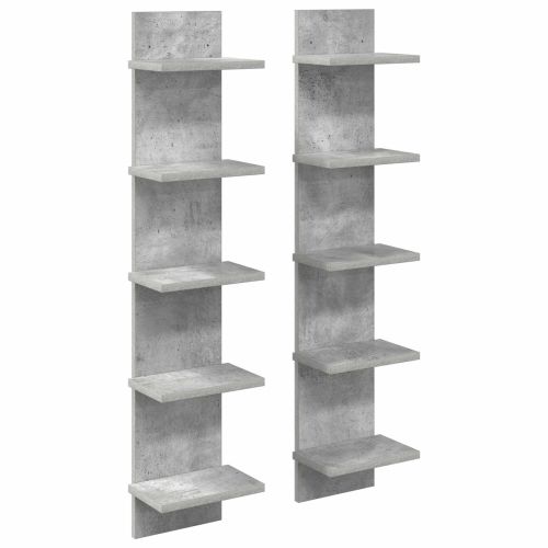 Стенен рафт 2 бр. Бетонно сиво 22 x 15 x 100 см