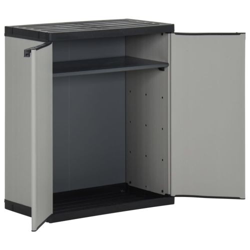Градински контейнер за отпадъци, сиво и черно, 68x40x85 см, PP