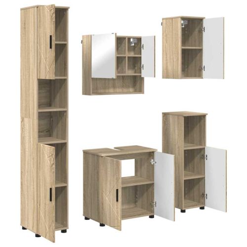 Комплект мебели за баня 5 бр. Сонома дъб 61 x 35 x 64 см
